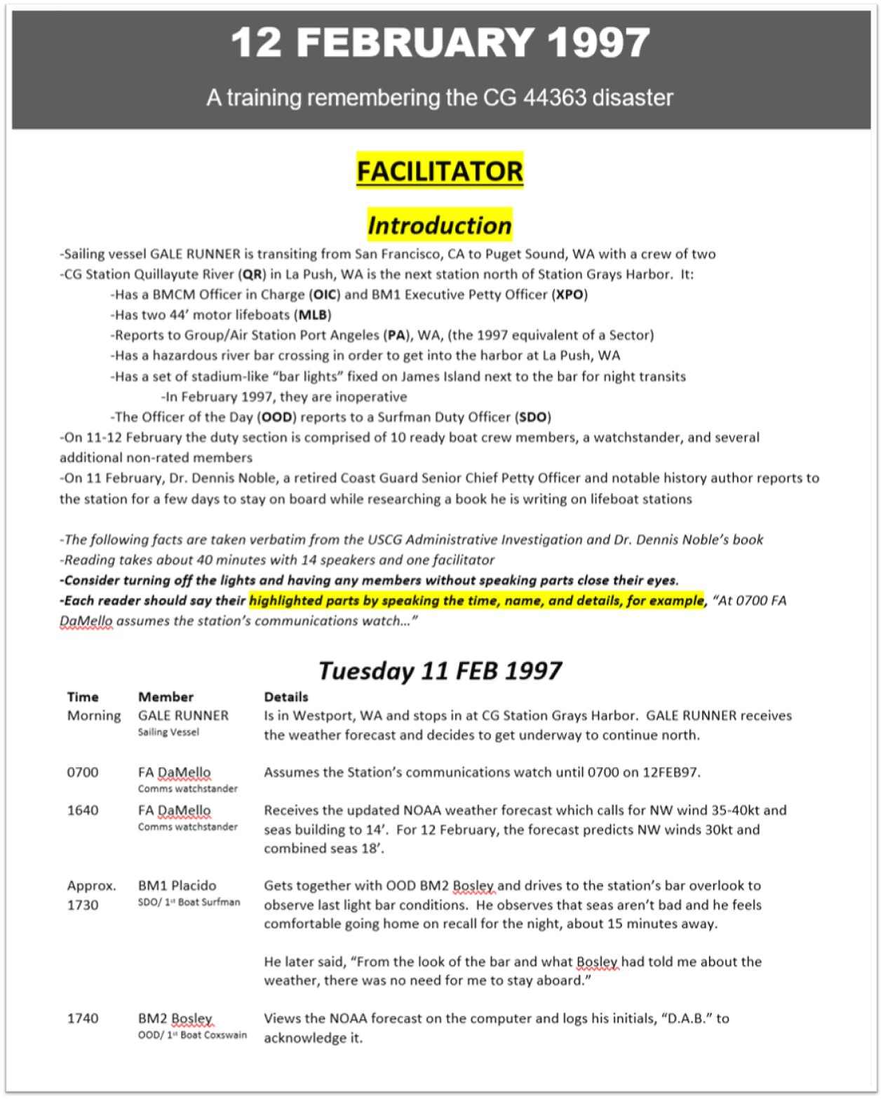 Script Instruction Ireland Teaching the Story – 12 February 1997